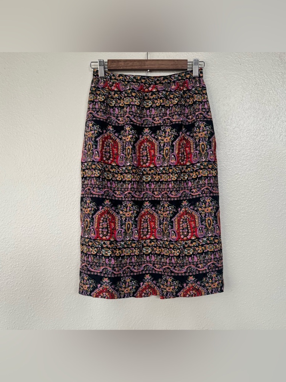 Vintage boho paisely 100% silk indie festival skirt